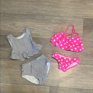 Striped and Polka Dot Girls Bikini Swimwear‎ Set 3T-4T